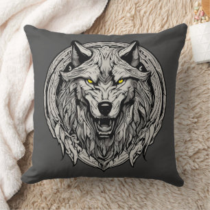 Fierce Wolf Mandala: Symbol of Strength Cushion