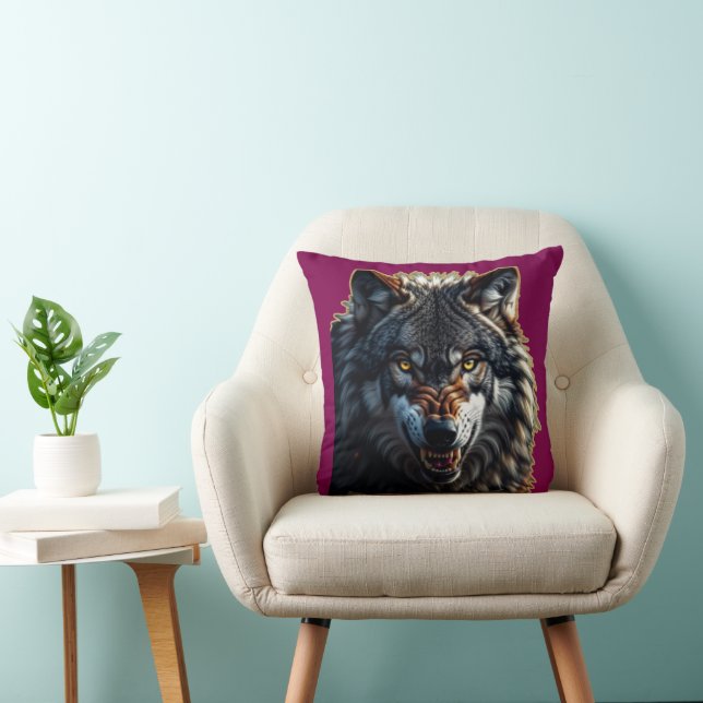 Fierce Wolf – Symbol of Strength and Freedom Cushion (Chair)
