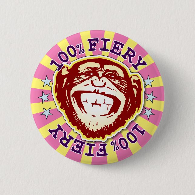 Fiery 100% Funny Funky Monkey Badge (Front)