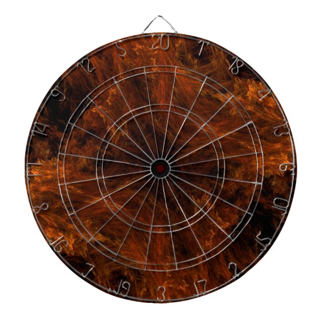 fiery Abstact Feather Fractal Dart Board (Front)