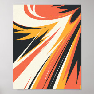 Fiery Abstract Explosion in Warm Tones Poster