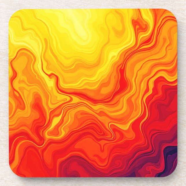 Fiery Abstract Flow Art Coaster (Front)