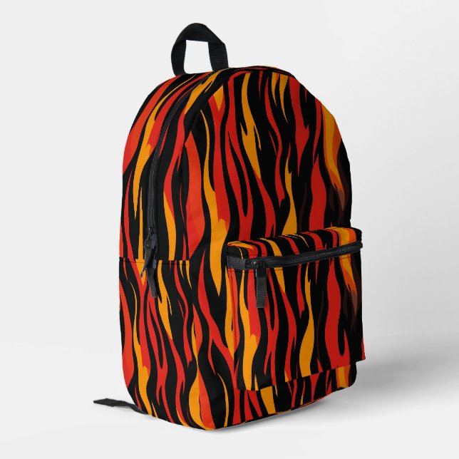 Fiery Abstract Pattern Printed Backpack (Back Corner Left)
