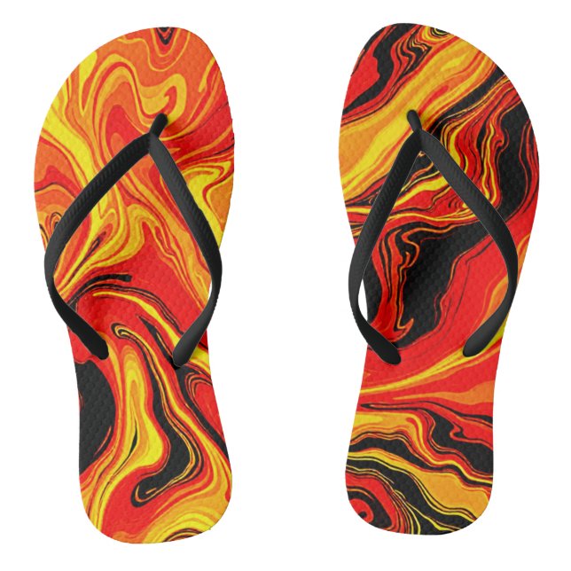 Fiery Abstract Swirls of Emotion Thongs (Footbed)