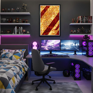 Fiery Abstract Texture Diagonal Poster