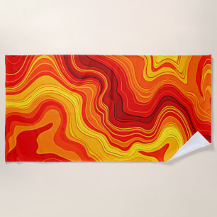 Fiery Abstract Topography Art Beach Towel