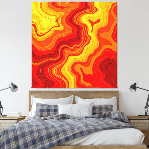 Fiery Abstract Topography Art Canvas Print