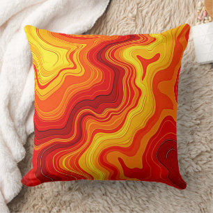 Fiery Abstract Topography Art Cushion