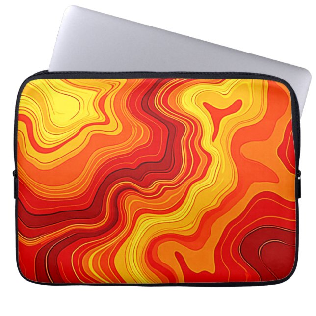 Fiery Abstract Topography Art Laptop Sleeve (Front)