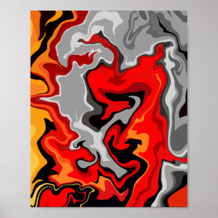 Fiery Abstraction – A Swirling Flow of Colours Poster