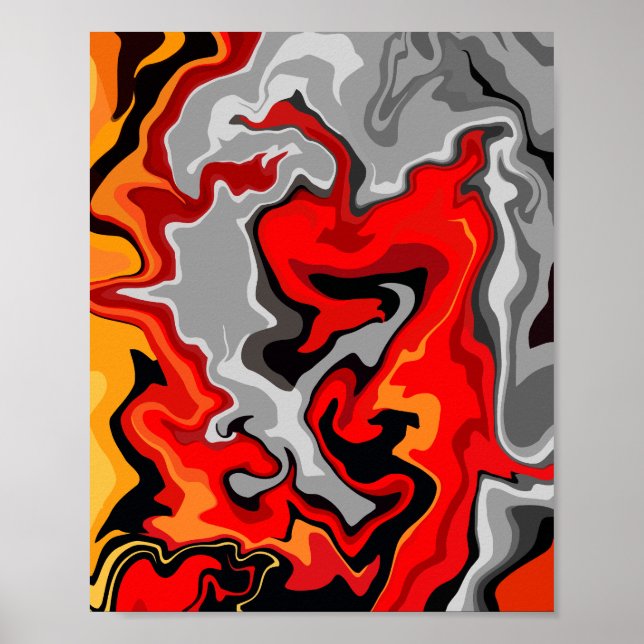 Fiery Abstraction – A Swirling Flow of Colours Poster (Front)