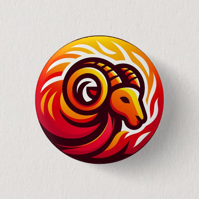 Fiery Aries Astrology Sign 3 Cm Round Badge (Front)