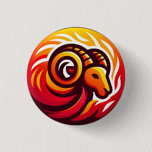 Fiery Aries Astrology Sign 3 Cm Round Badge