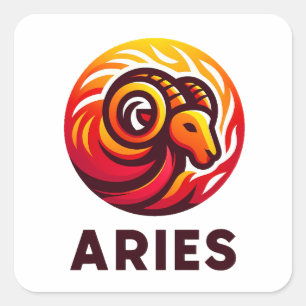 Fiery Aries Astrology Sign Square Sticker
