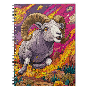 Fiery Aries Ram Cosmic Notebook