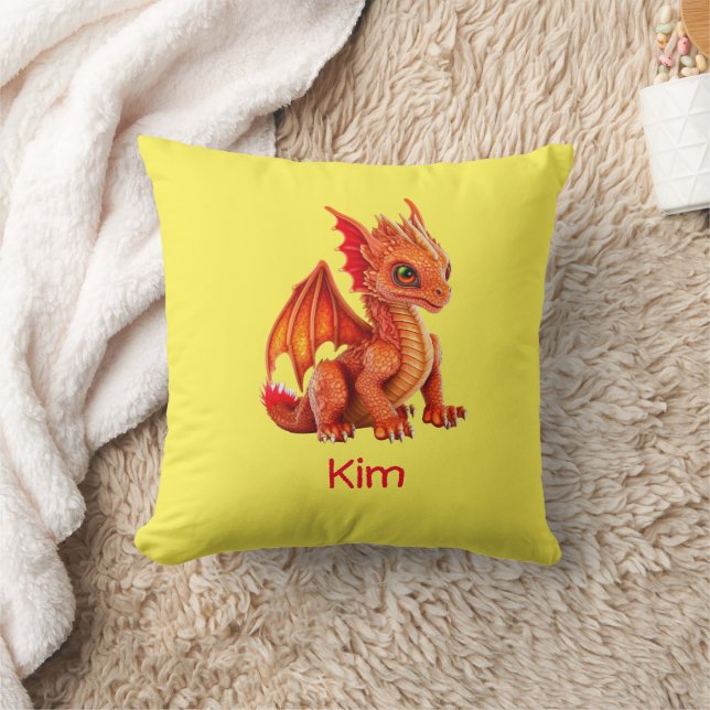 Fiery Baby Dragon Chinese New Year Throw Pillow (Blanket)