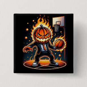 Fiery Ball and Jack-o'-Lantern: halloween Sports 15 Cm Square Badge