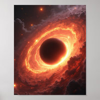 Fiery Black Hole Space Vortex Cosmic Event Art