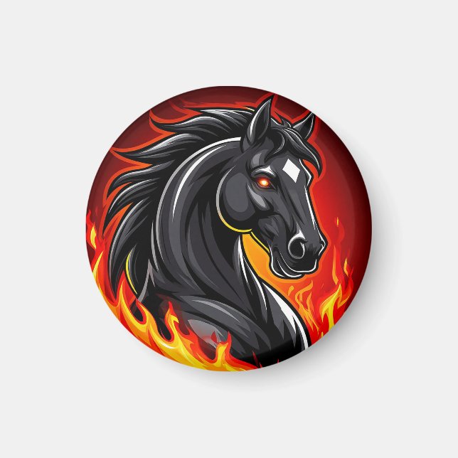 🐎 Fiery Black Horse Magnet Glowing Eyes Gift (Front)