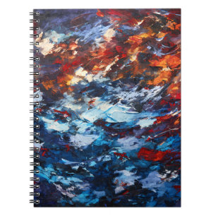 Fiery Blue Red Orange Brush Abstract Notebook