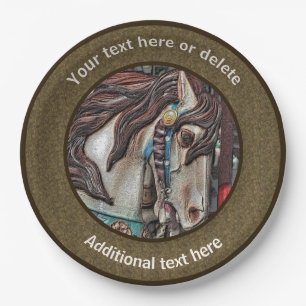 Fiery Carousel Horse Art Personalised Party  Paper Plate