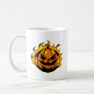Fiery Carved Halloween Pumpkin Mug