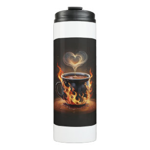Fiery Christmas Coffee Cup with Heart Steam Art