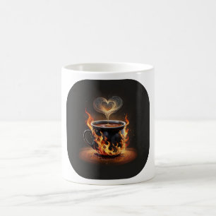 Fiery Christmas Coffee Cup with Heart Steam Art