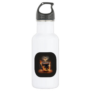 Fiery Christmas Coffee Cup with Heart Steam Art 532 Ml Water Bottle