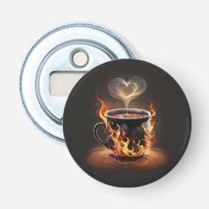 Fiery Christmas Coffee Cup with Heart Steam Art Bottle Opener