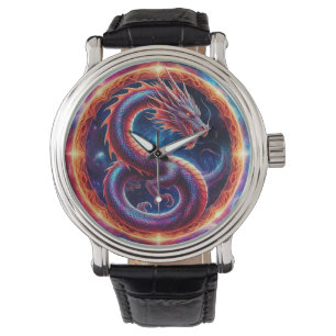Fiery Cosmic Dragon Encircled by a Celestial Ring Watch