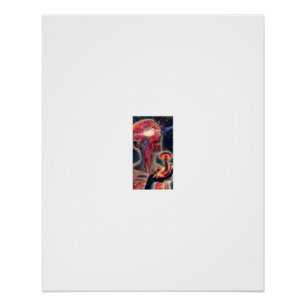 Fiery Cosmic Portrait Glowing Toadstool Poster