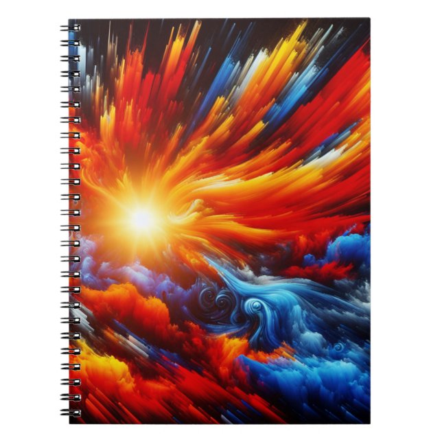 Fiery Cosmic Sky Abstract Art Notebook (Front)