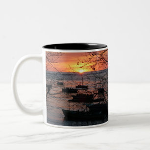 Fiery Costa Rican Sunset in Tamarindo Two-Tone Coffee Mug