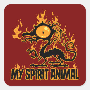 Fiery Crispy Dragon Spirit Animal Square Sticker