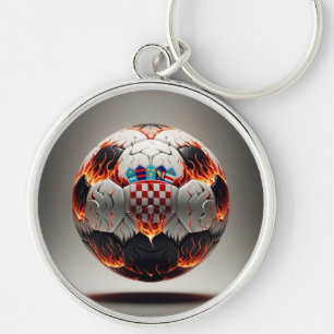 Fiery Croatian Soccer Ball   Key Ring