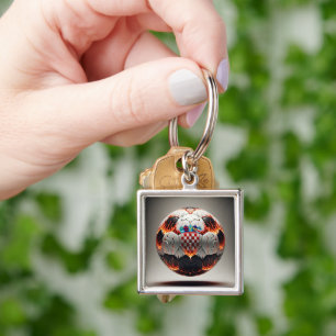 Fiery Croatian Soccer Ball   Key Ring