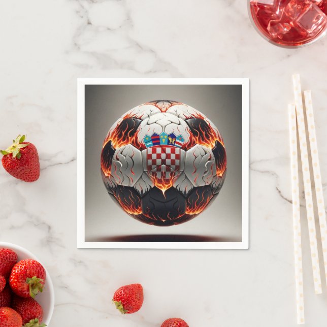 Fiery Croatian Soccer Ball   Napkin (Insitu)