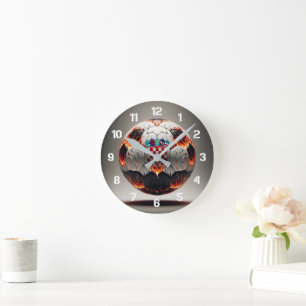 Fiery Croatian Soccer Ball   Round Clock