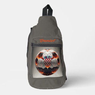 Fiery Croatian Soccer Ball Sling Bag