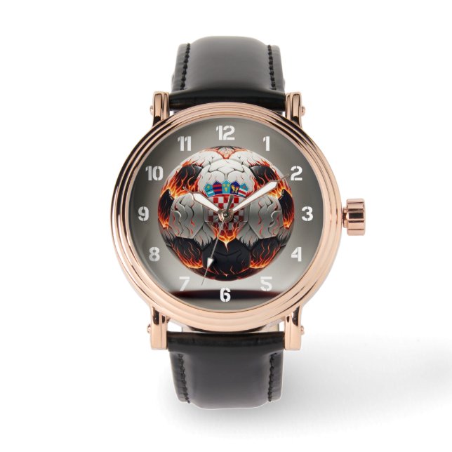 Fiery Croatian Soccer Ball   Watch (Front)