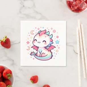 Fiery Custom Pastel Dragon Baby Shower Napkin
