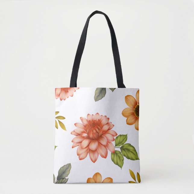 Fiery Dahlia Bloom Tote Bag (Front)