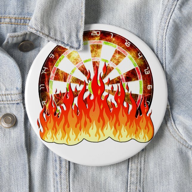Fiery Dartboard Flames Art Design 6 Cm Round Badge (In Situ)