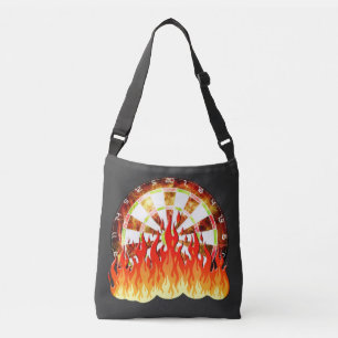 Fiery Dartboard Flames Art Design Crossbody Bag