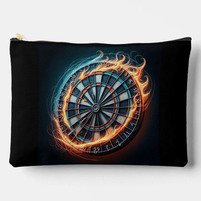 Fiery Dartboard with Bullseye Explosion  Accessory Pouch (Front)