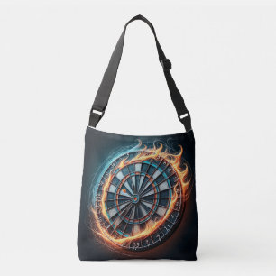 Fiery Dartboard with Bullseye Explosion Crossbody Bag