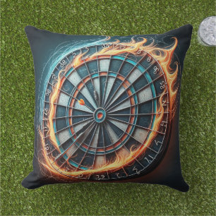 Fiery Dartboard with Bullseye Explosion  Cushion