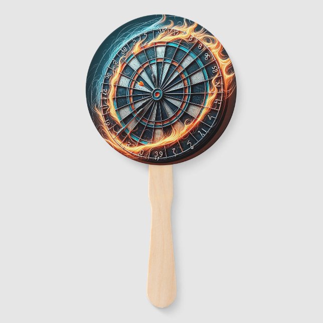 Fiery Dartboard with Bullseye Explosion  Hand Fan (Front)