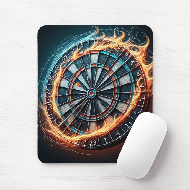 Fiery Dartboard with Bullseye Explosion  Mouse Pad (With Mouse)